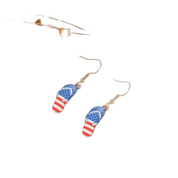 Patriotic Flip Flop Drop Earrings - Picture 1 of 5